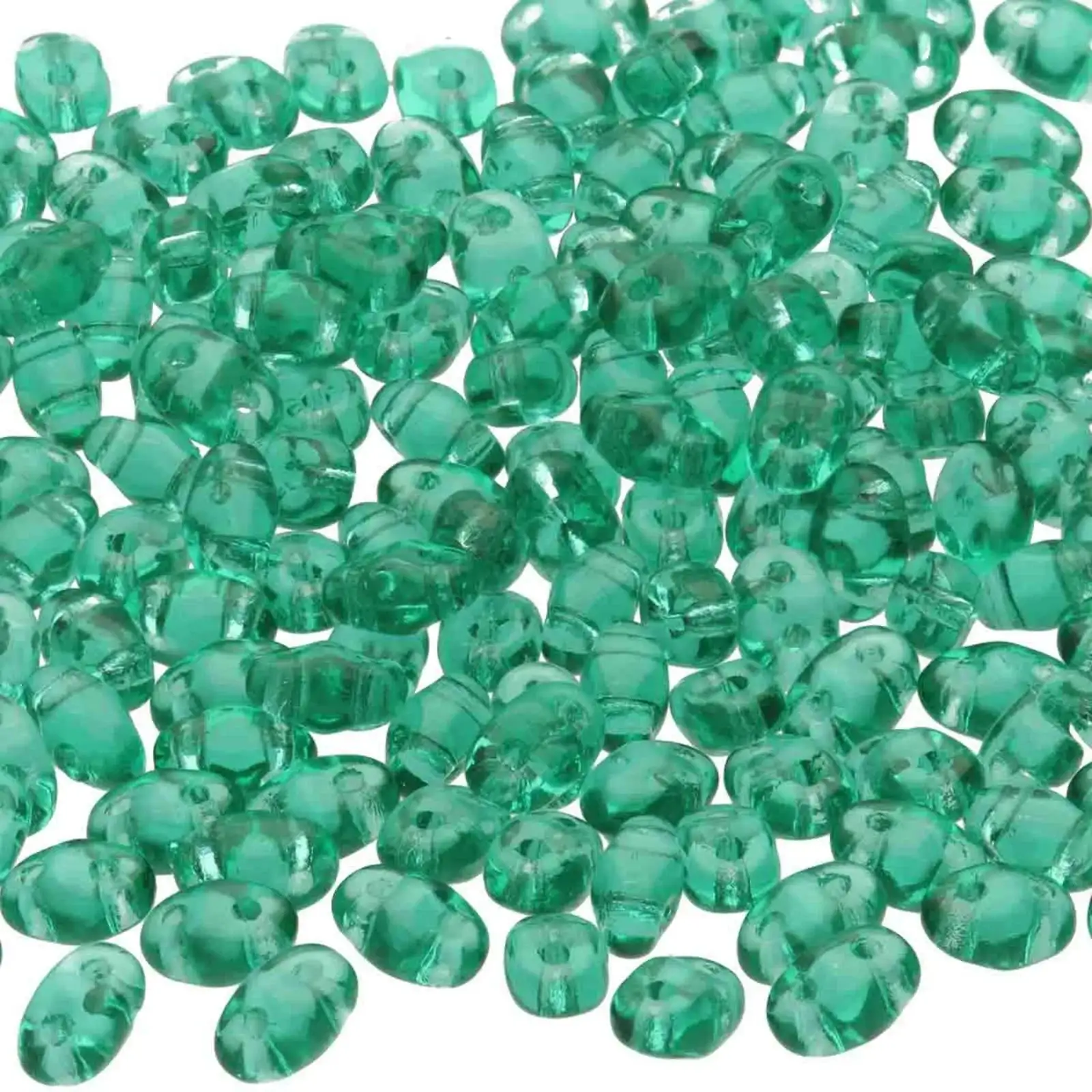 Miniduo Beads, Emerald, 10g.