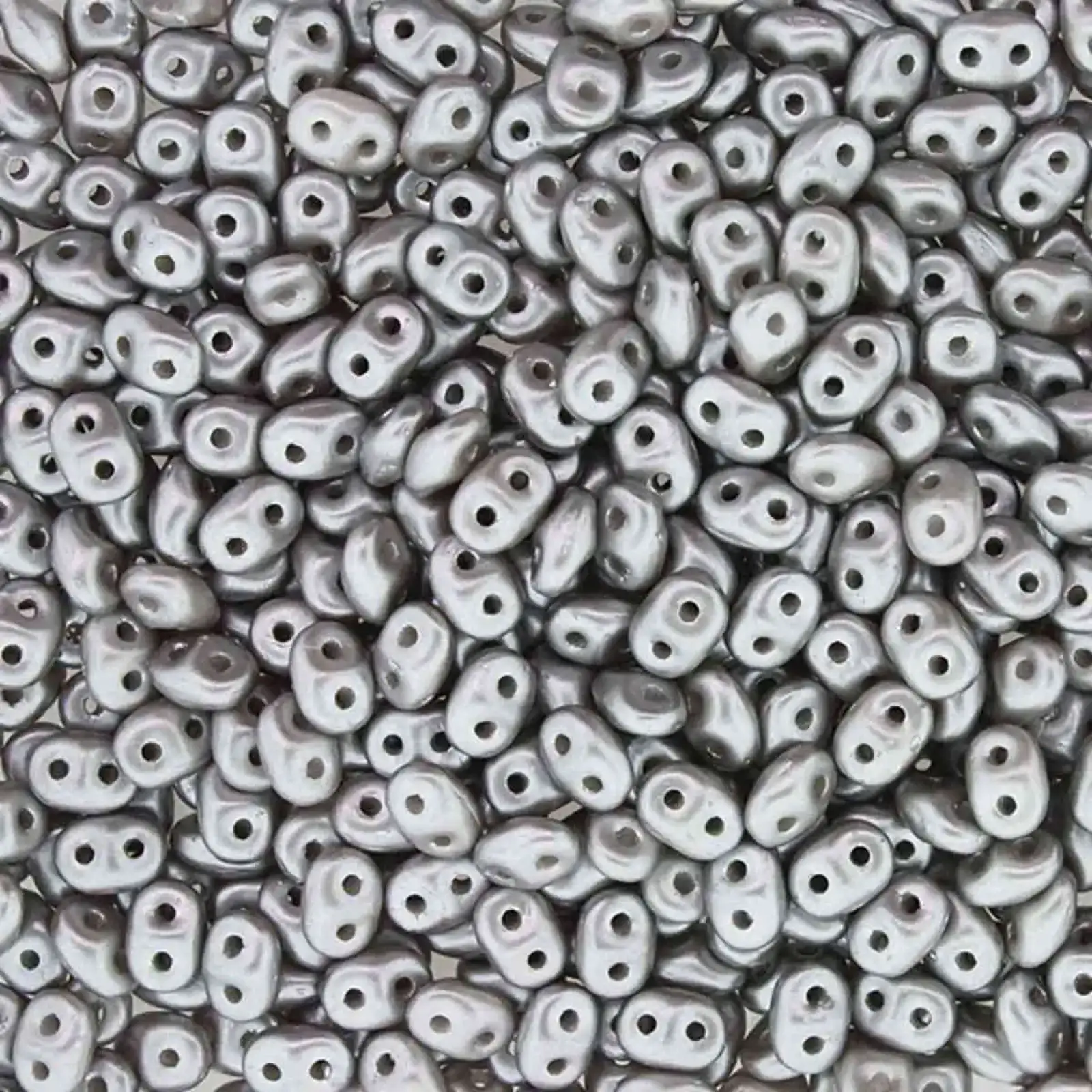 MIniduo Beads, Pastel Light Grey Silver, 10g.