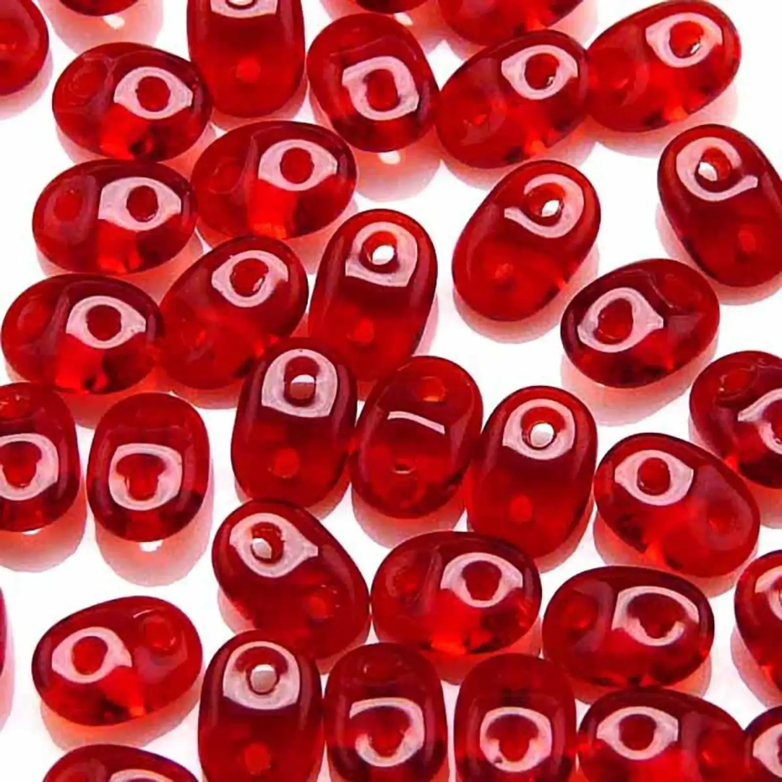 Miniduo Beads, Ruby, 10g.