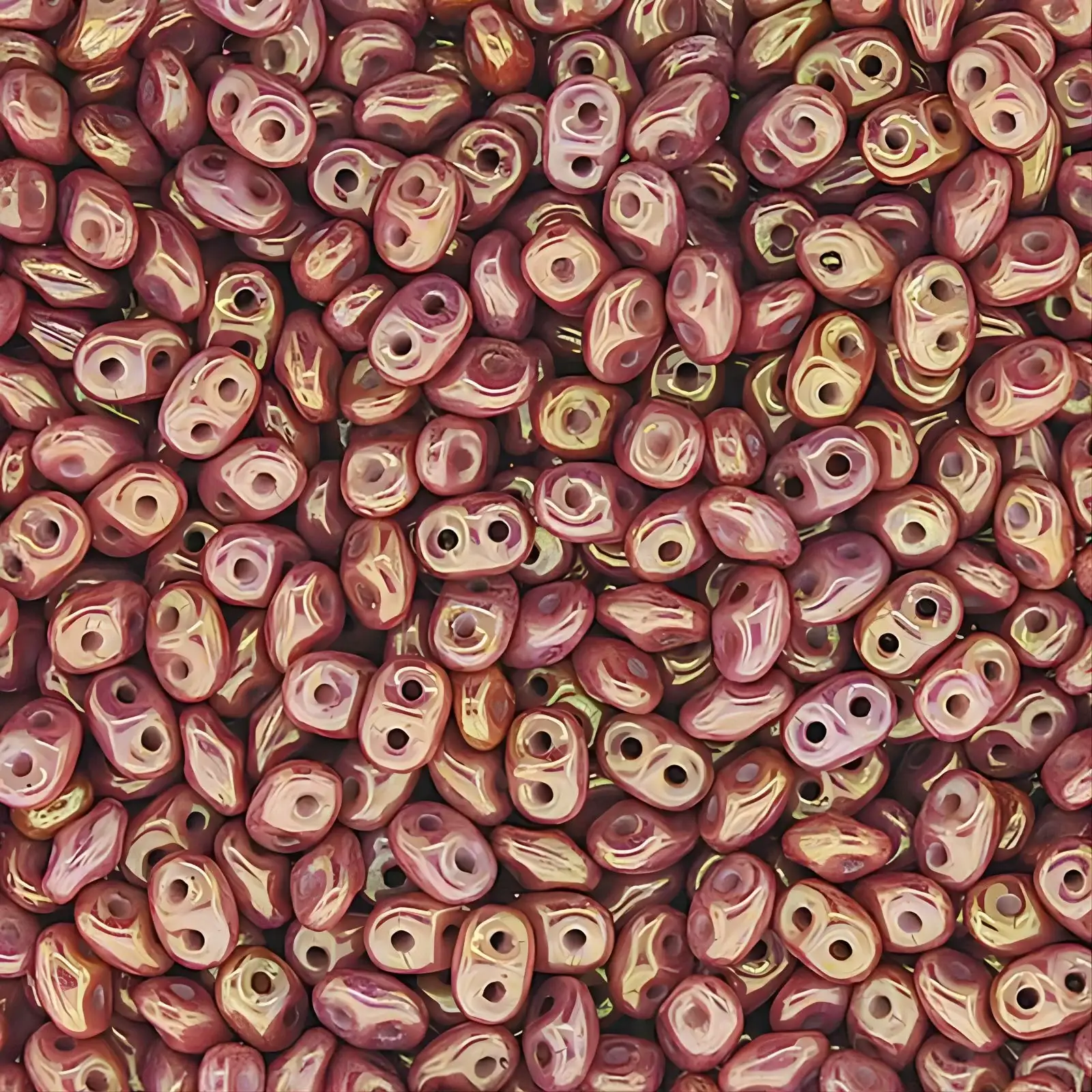 Miniduo Beads, Chalk Red Luster, 10g.
