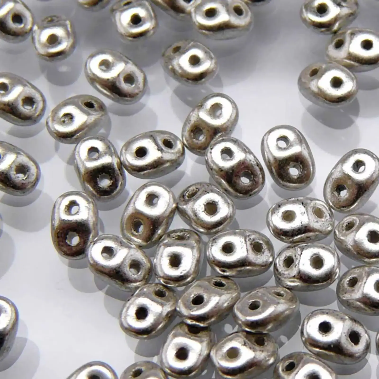 Miniduo Beads, Jet Silver Paste Matte, 10g.