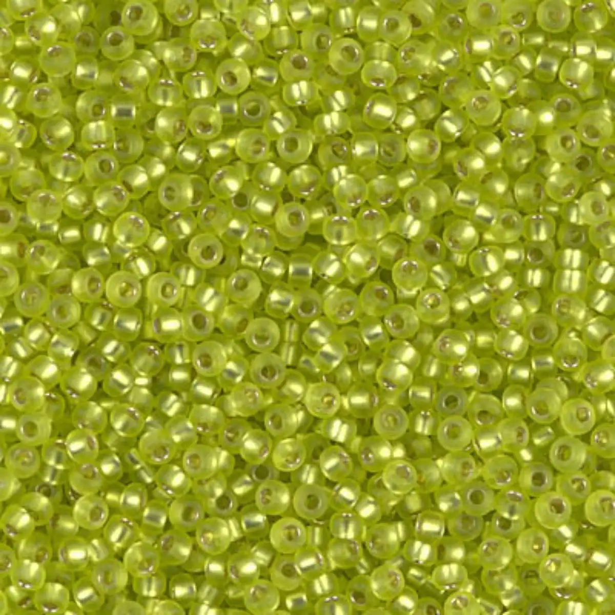 Miyuki 11/0 Seed Beads, 11-0014F, Matte Silver Lined Chartreuse, 10g
