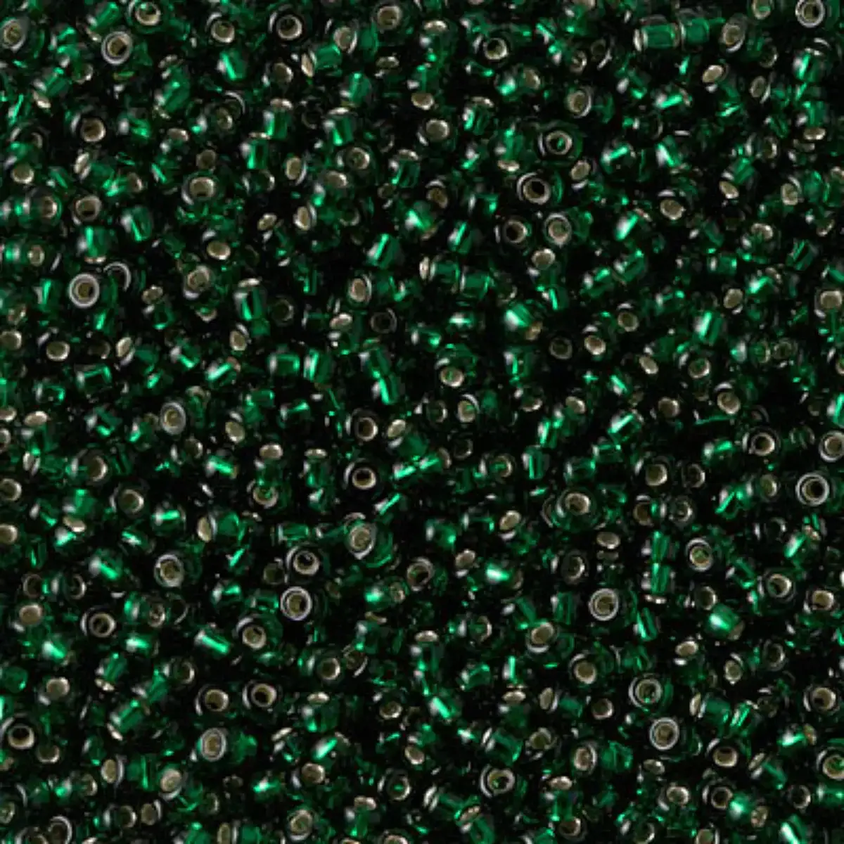 Miyuki 11/0 Seed Beads, 11-0027, Silver Lined Dark Emerald, 10g
