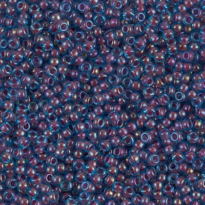 Miyuki 11/0 Seed Beads, 11-0346, Fuchsia Lined Aqua, 10g