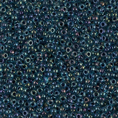 Miyuki 11/0 Seed Beads, 11-0347, Navy Lined Aqua AB, 10g