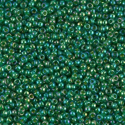 Miyuki 11/0 Seed Beads, 11-0354, Emerald Lined Aqua AB, 10g