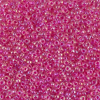 Miyuki 11/0 Seed Beads, 11-0355, Fuchsia Lined Crystal AB, 10g