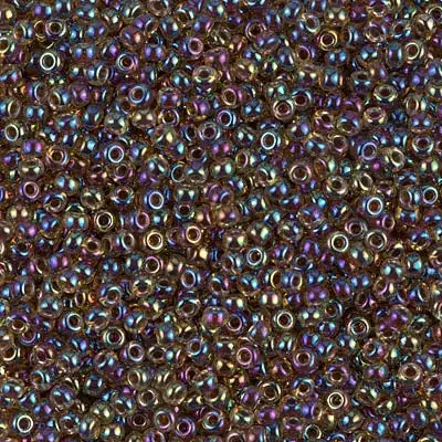 Miyuki 11/0 Seed Beads, 11-0357, Root Beer Lined Light Topaz AB, 10g
