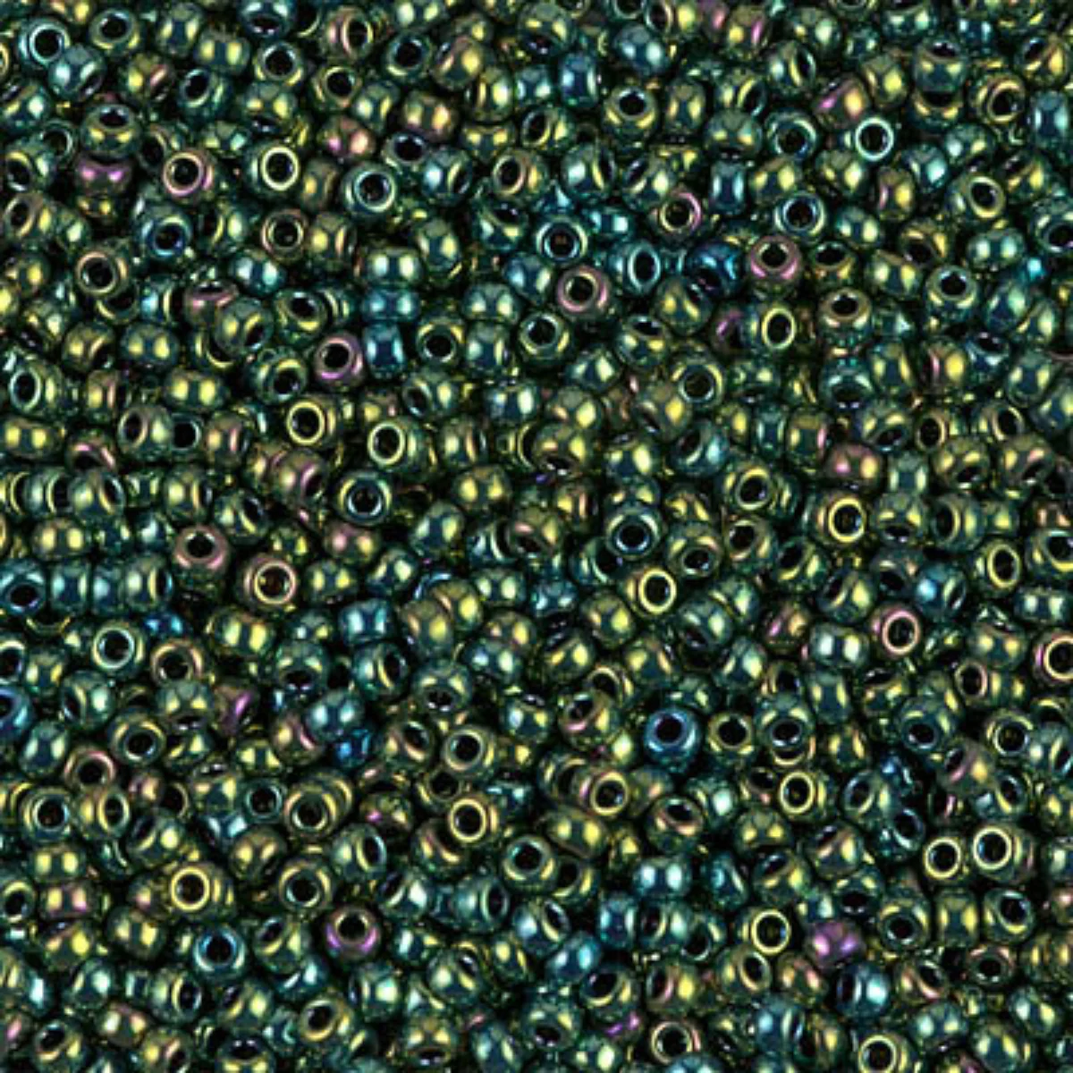 Miyuki 11/0 Seed Beads, 11-0468, Metallic Green Iris, 10g