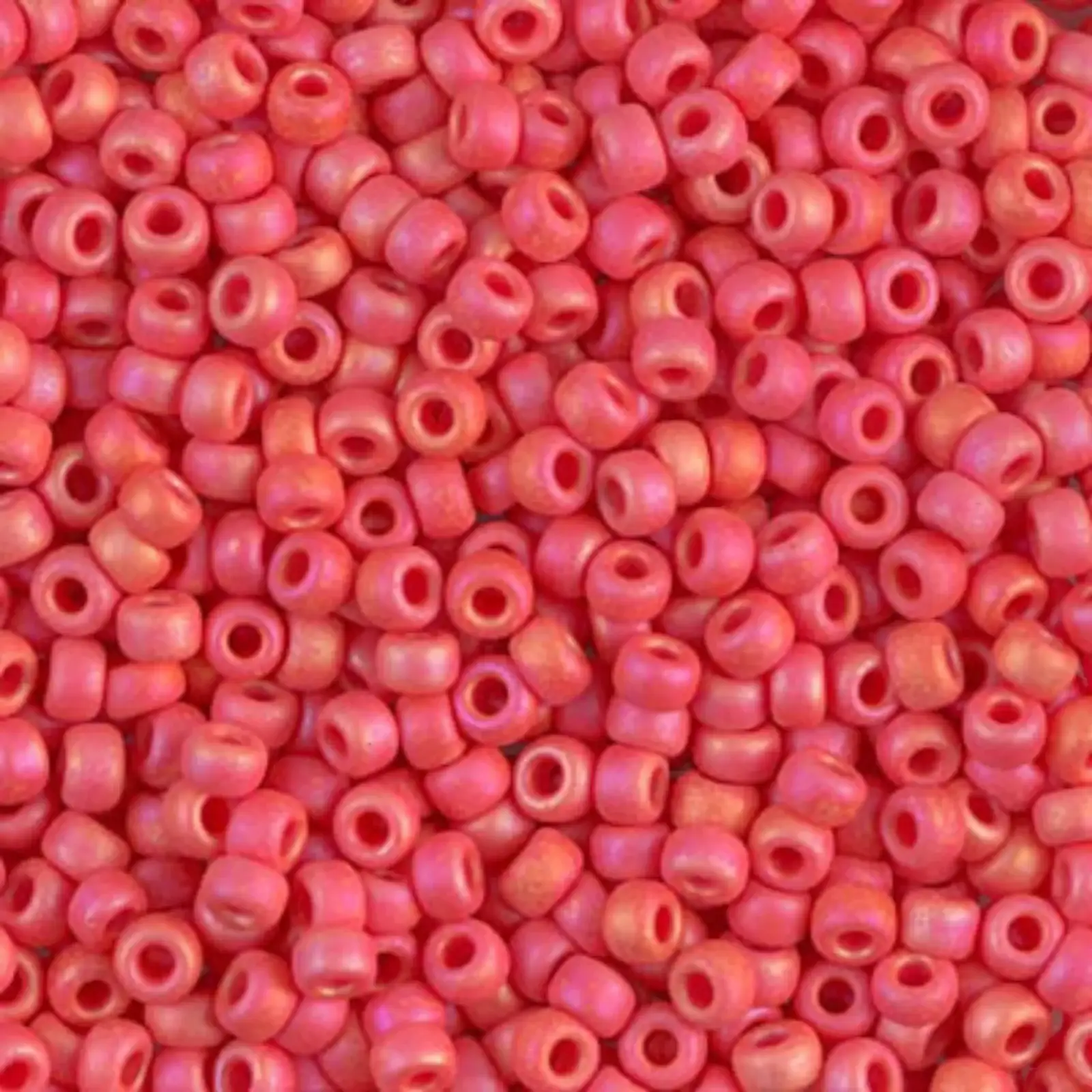 Miyuki 8/0 Seed Beads, 8-407FR, Vermillion Red Matte AB, 10g