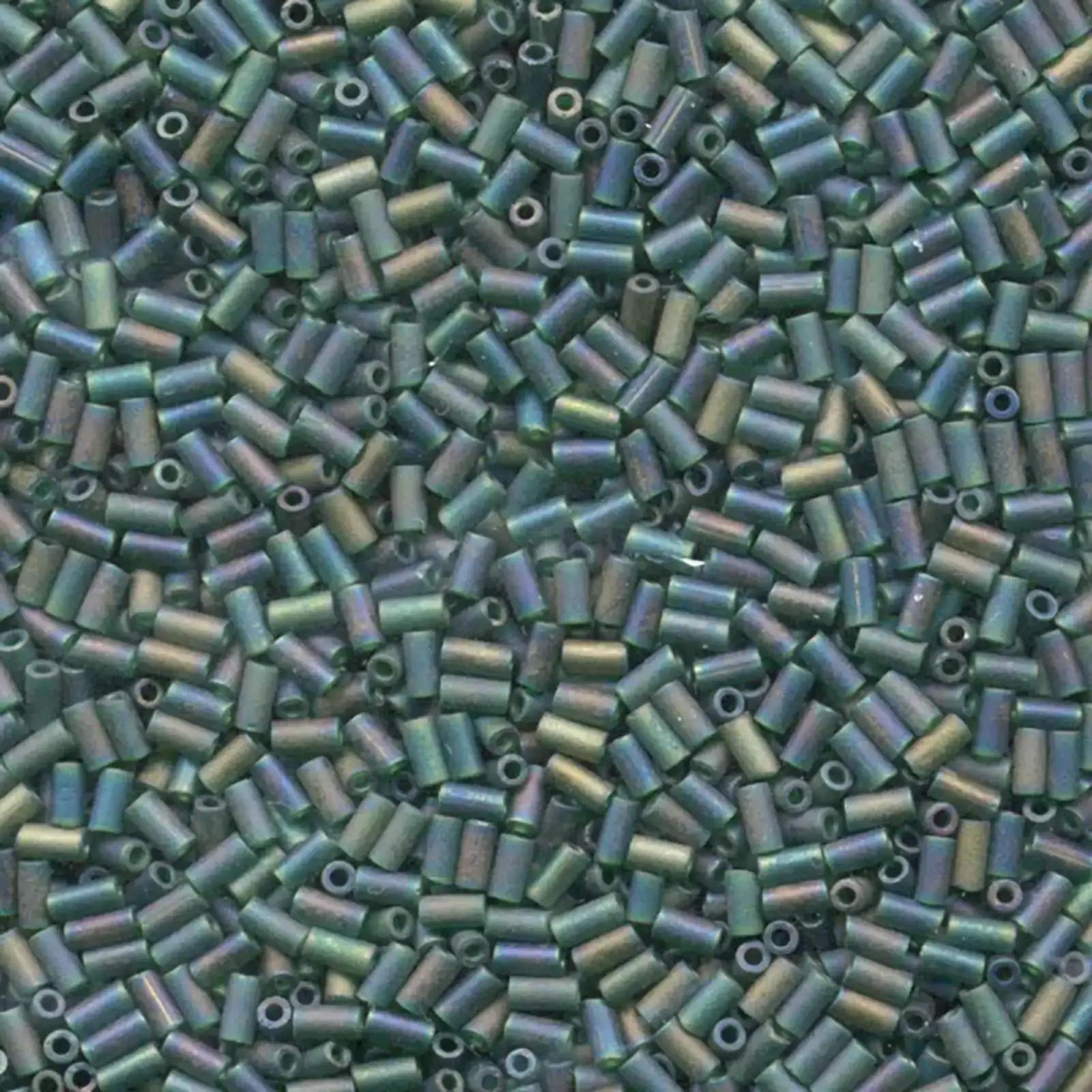 Miyuki Bugles #1 Size, 3mm, BGL1-156FR, Matte Emerald AB, 10g