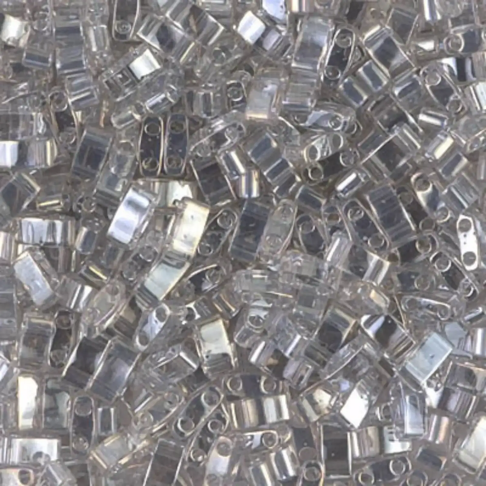 Miyuki Half Tila Beads, HTL-1881, Transparent Silver Grey Gold Luster, 5g