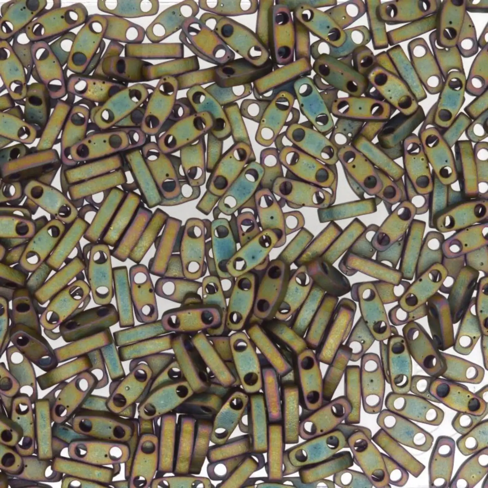Miyuki Quarter Tila Beads, QTL-2035, Khaki Iris Metallic Matte, 5g