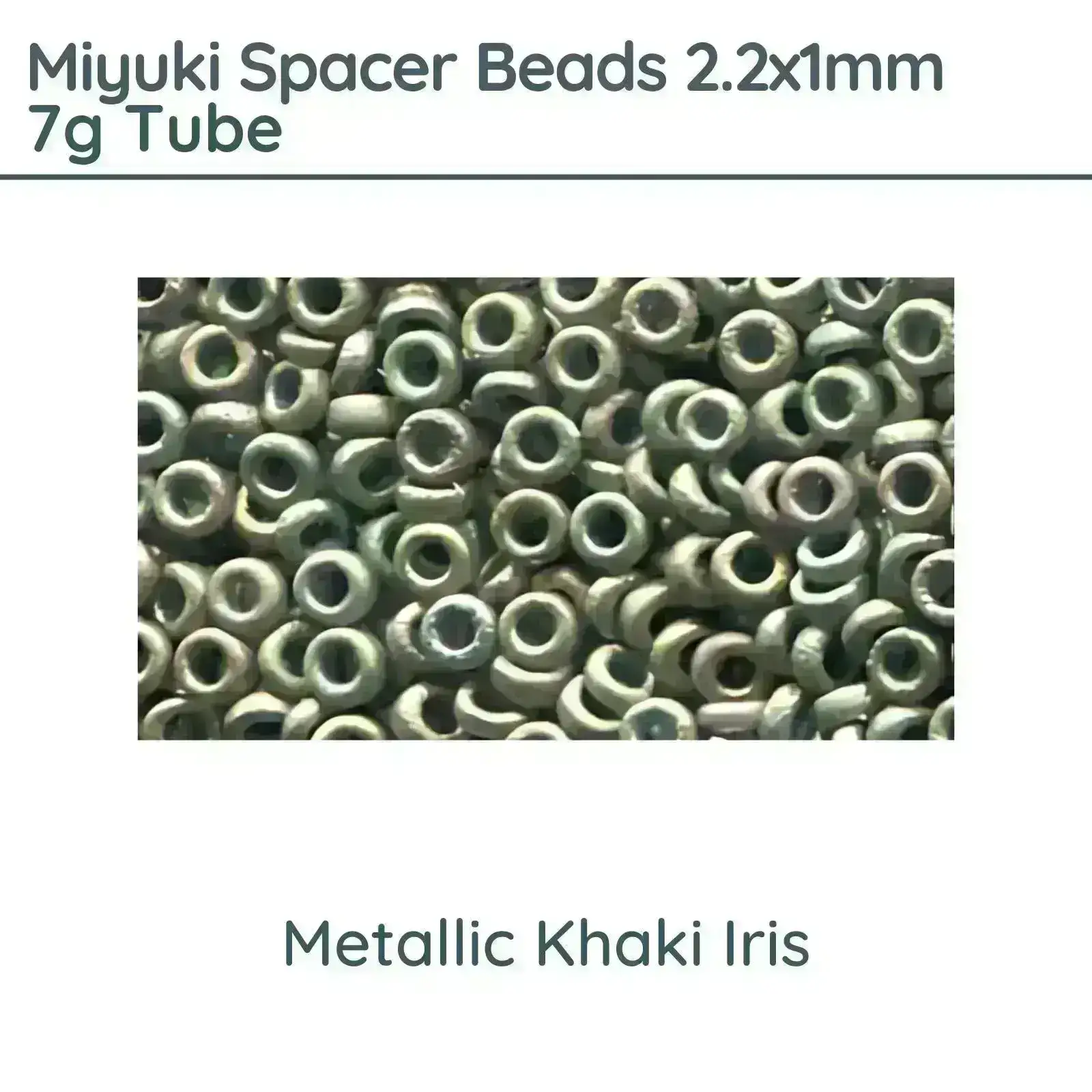Miyuki Spacer Beads, 2.2x1mm, 7g Tube, Metallic Khaki Iris