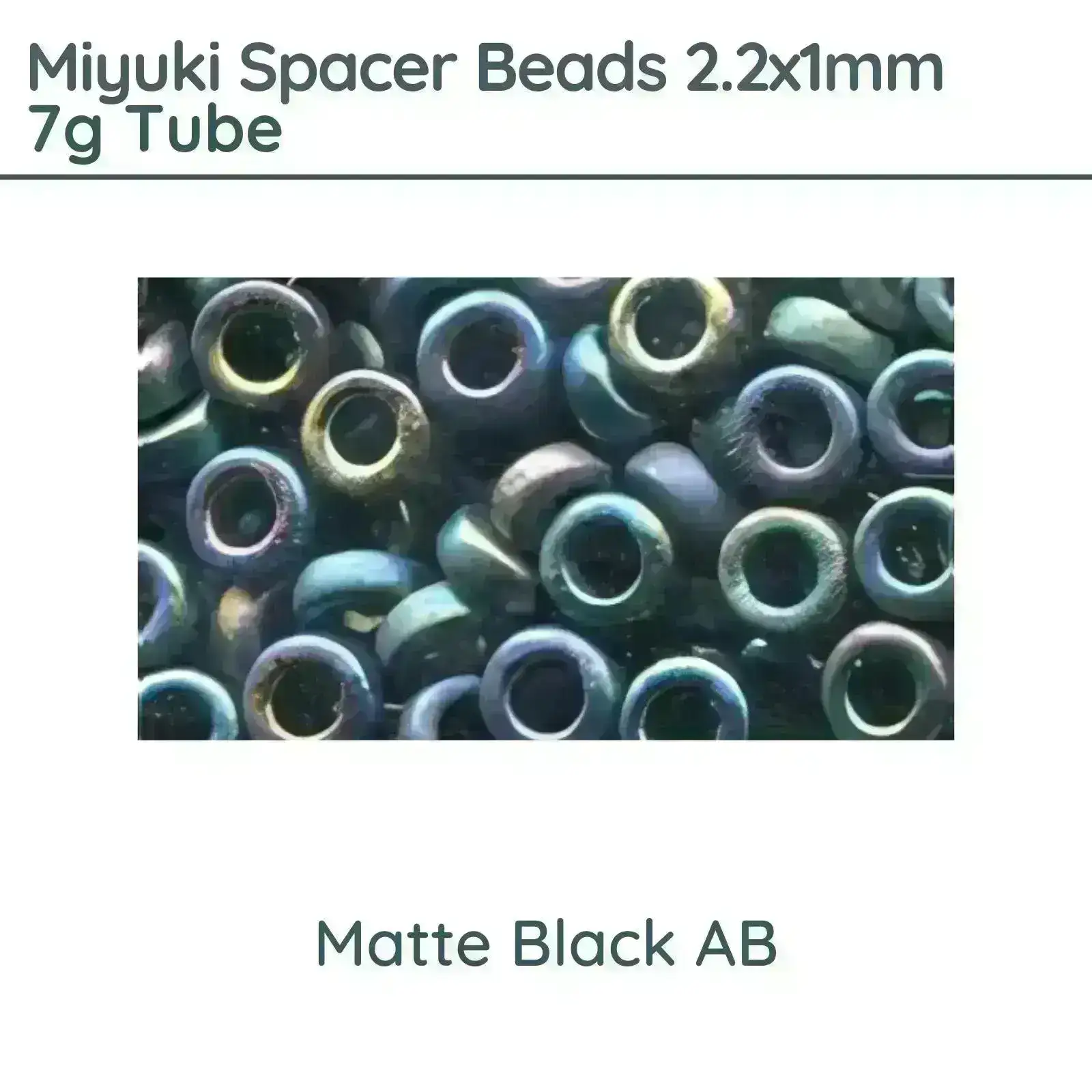 Miyuki Spacer Beads, 2.2x1mm, 7g Tube, Matte Black AB