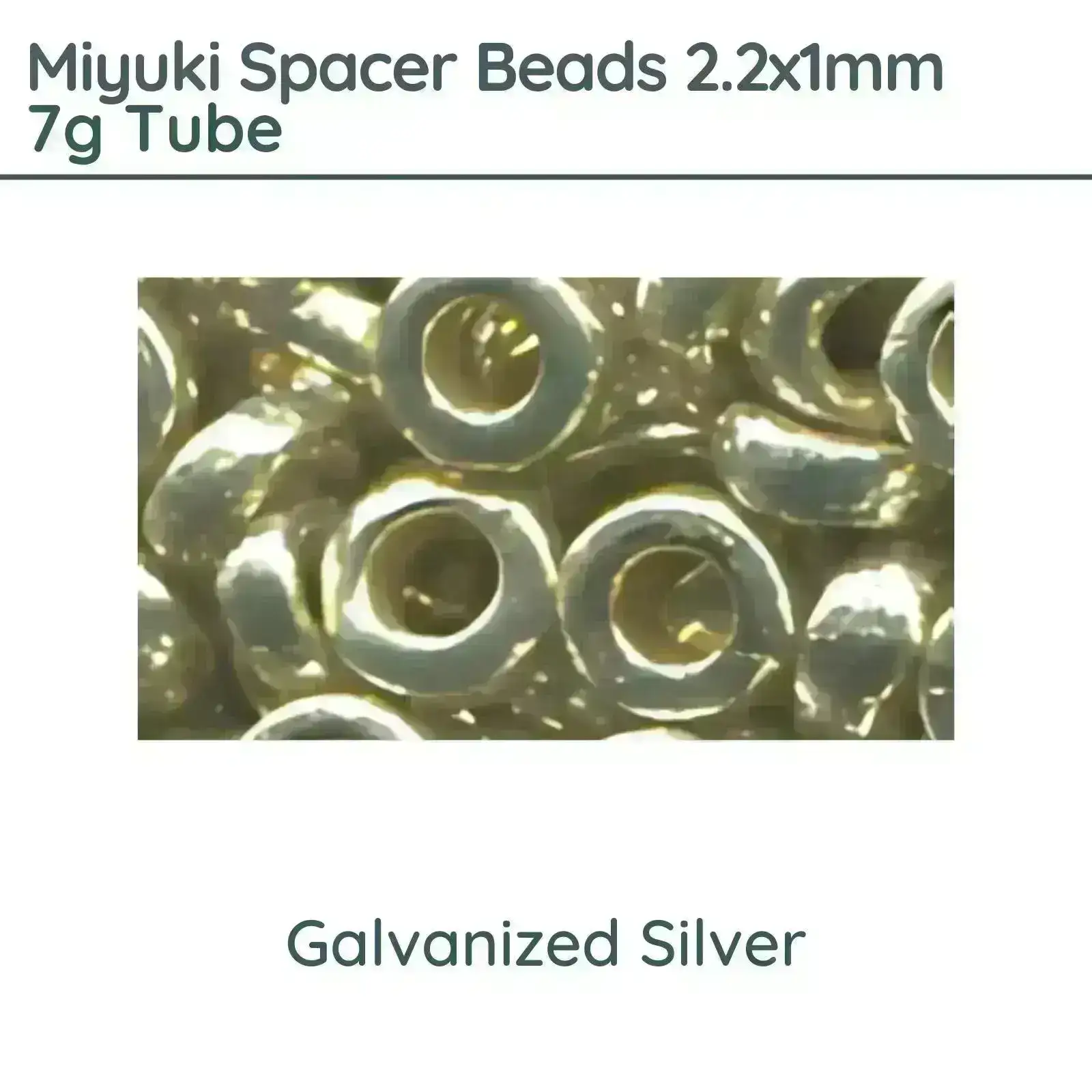 Miyuki Spacer Beads, 2.2x1mm, 7g Tube, Galvanized Silver