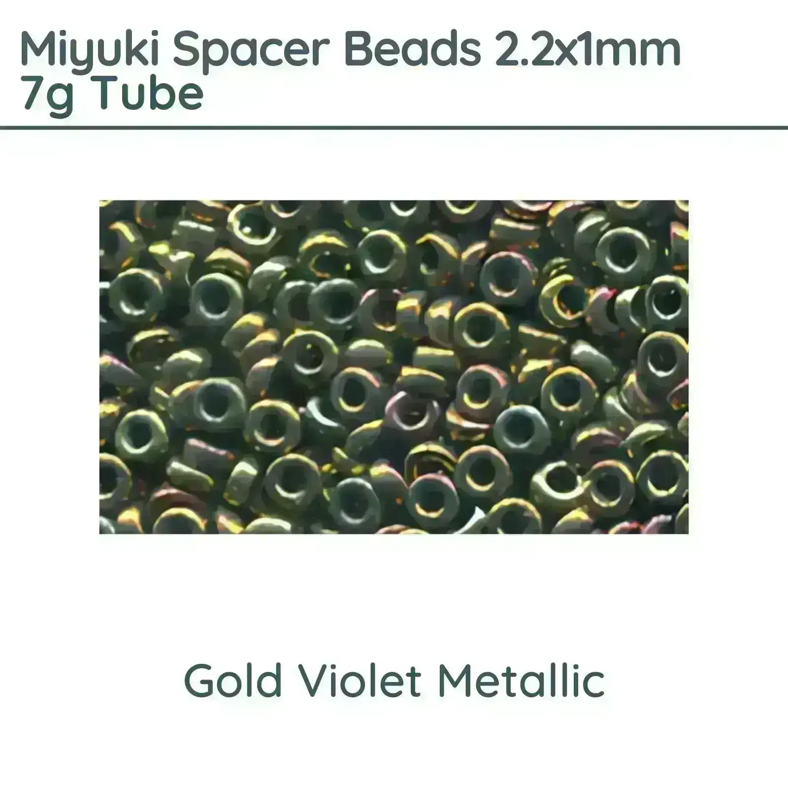 Miyuki Spacer Beads, 2.2x1mm, 7g Tube, Gold Violet Metallic