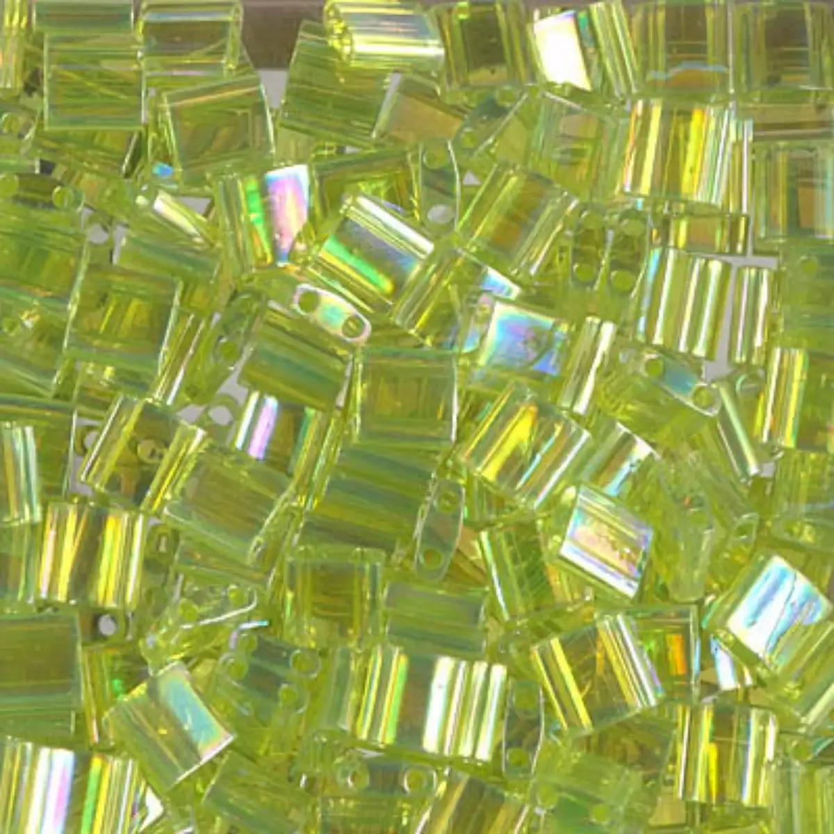 Miyuki Tila Beads, TL-258, Transparent Chartreuse AB, 5g