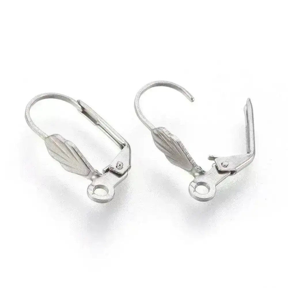 Monaco 11, 304 Stainless Steel Leverback Leaf Earrings - Image 3