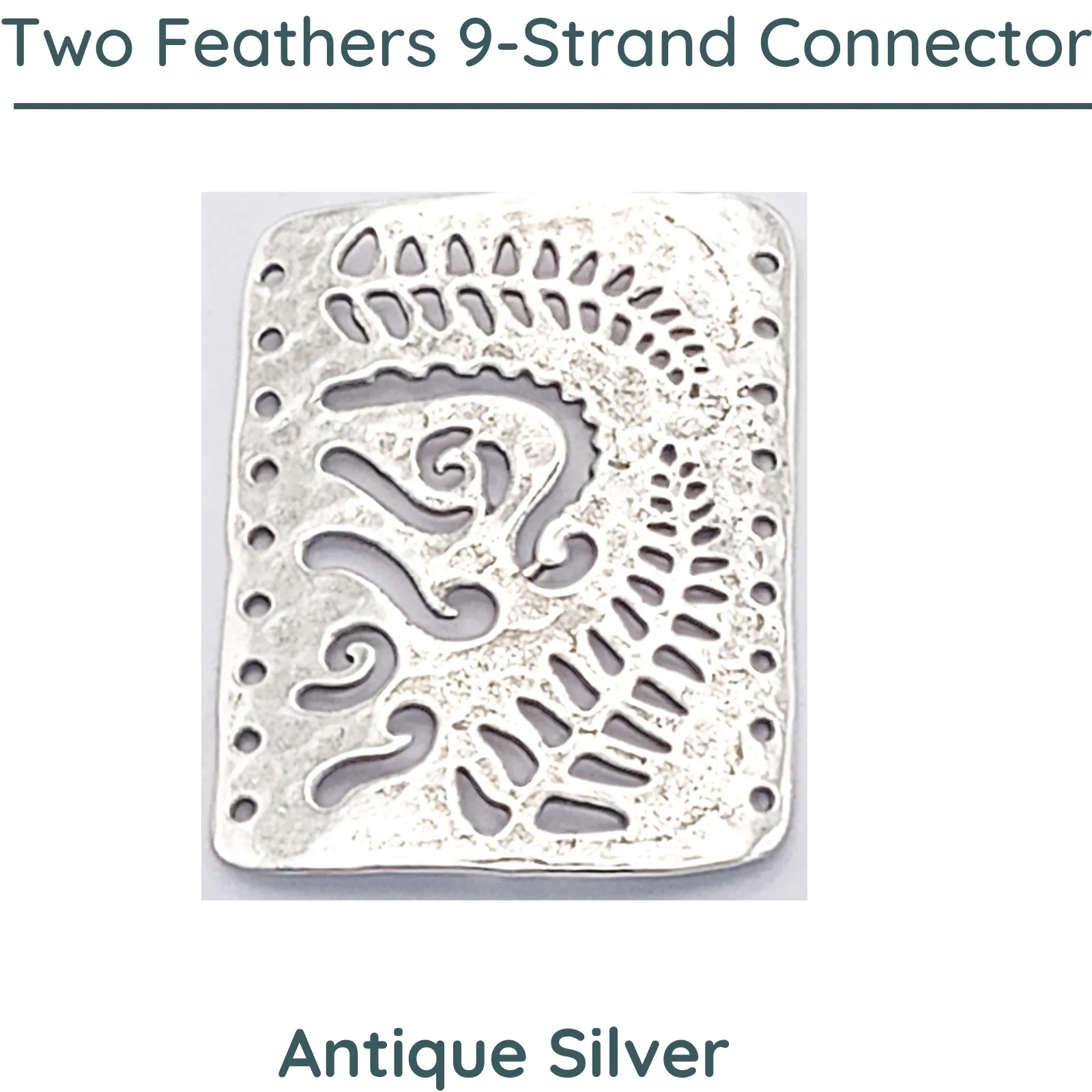 Two Feathers, 9-Strand Bracelet Connector or Focal Element, 3 Finishes - Image 4