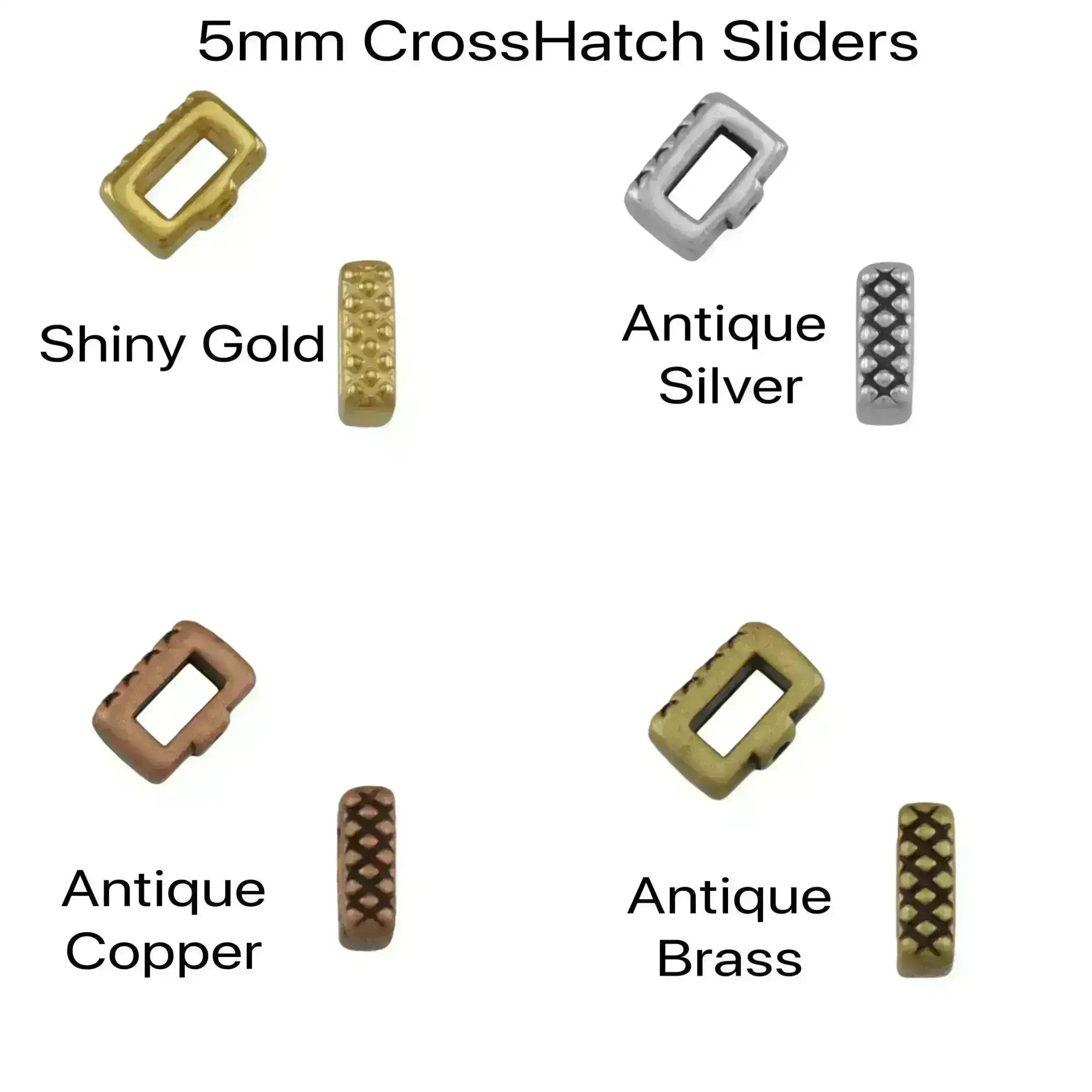 Crosshatch, Crimp Sliders for 5 or 10mm Flat Leather, 2 Pcs. - Image 3