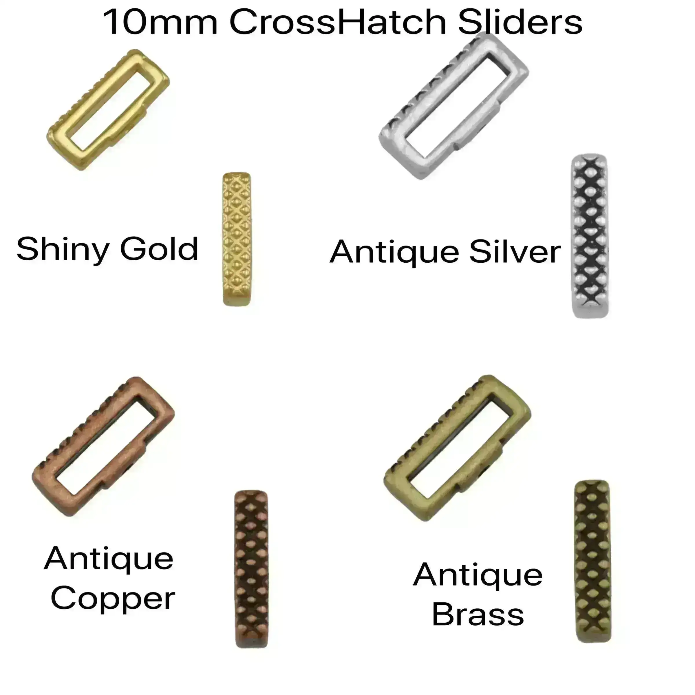 Crosshatch, Crimp Sliders for 5 or 10mm Flat Leather, 2 Pcs. - Image 4