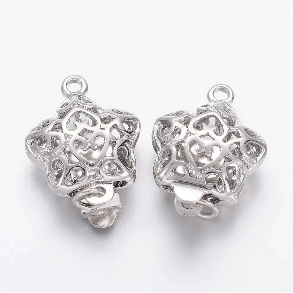 Filigree Star, 1-Strand Box Clasps, Real Platinum Plate - Image 3