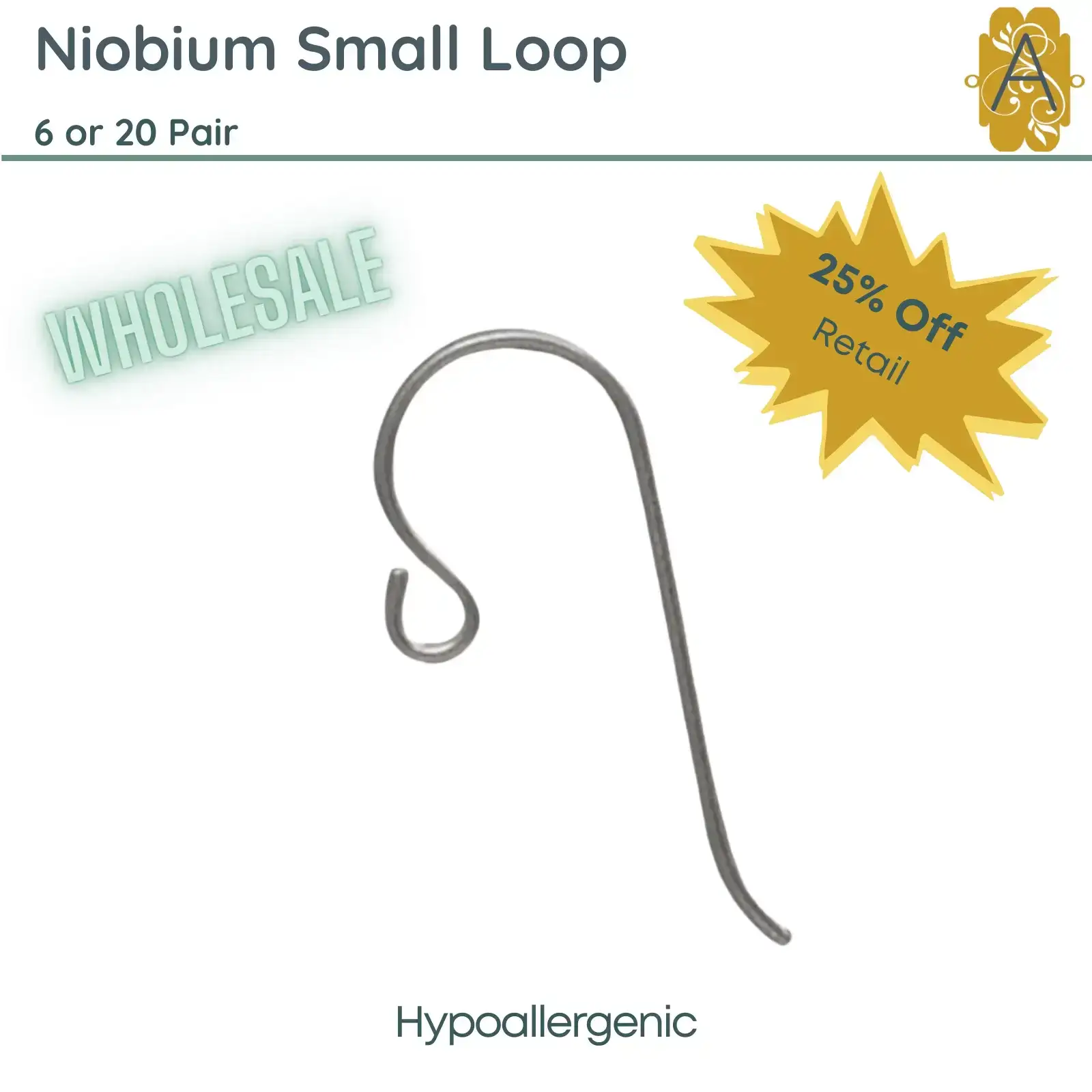 Tierracast Niobium French Hook Earring Wires, Small Loop - Image 7