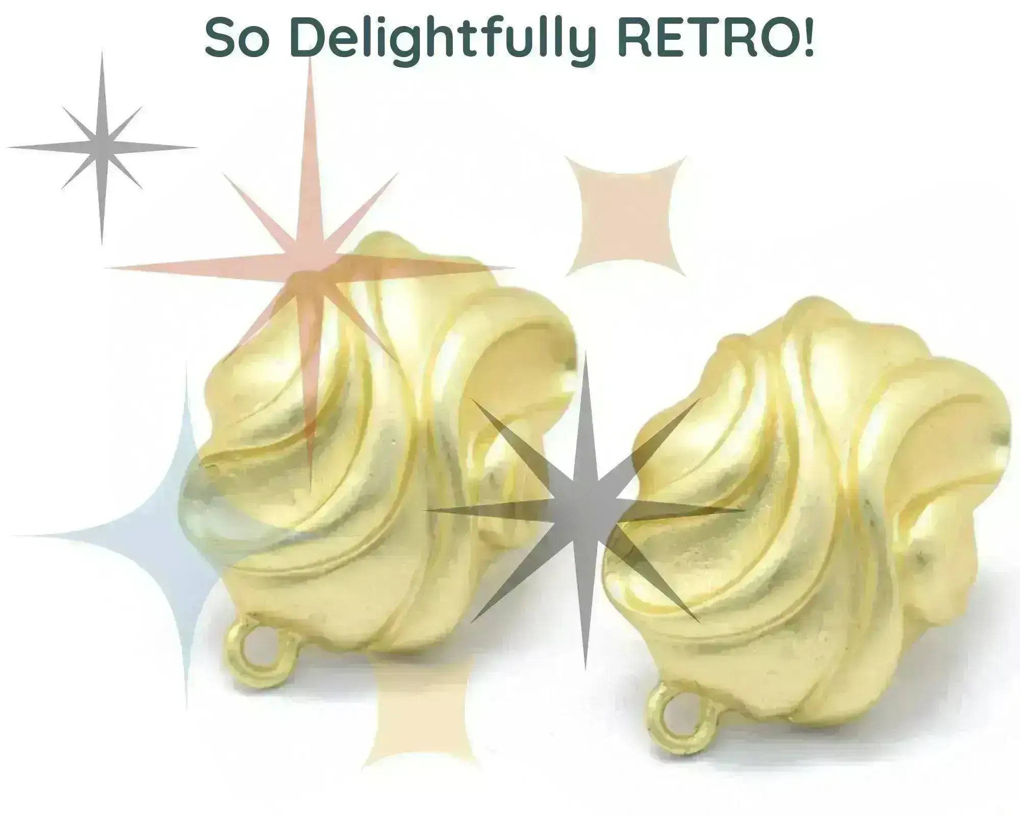 Nouveau Swirl, 1950's Style Earring Studs or Posts in 3 Finishes - Image 2