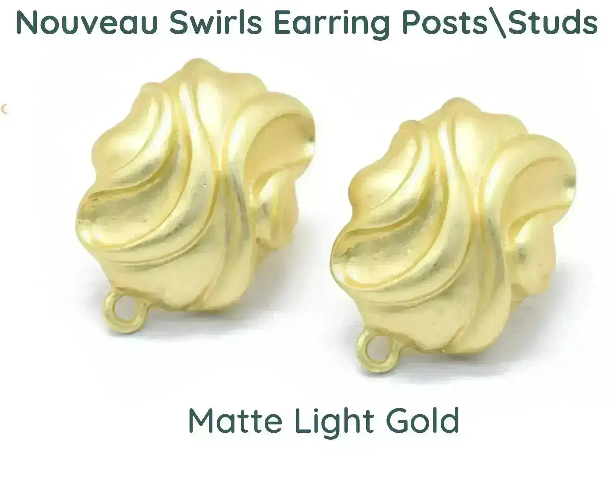 Nouveau Swirl, 1950's Style Earring Studs or Posts in 3 Finishes - Image 4