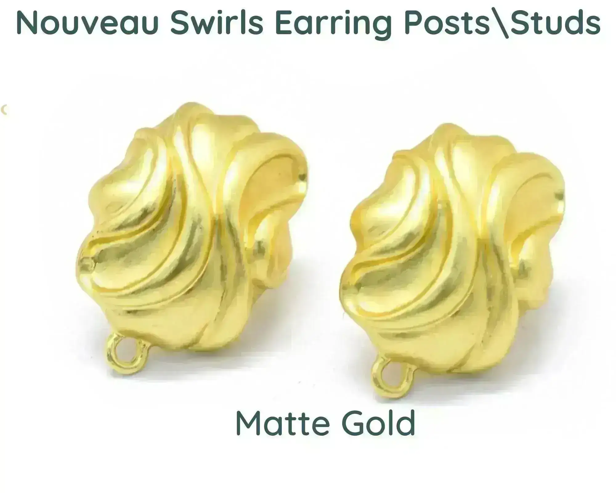 Nouveau Swirl, 1950's Style Earring Studs or Posts in 3 Finishes - Image 5