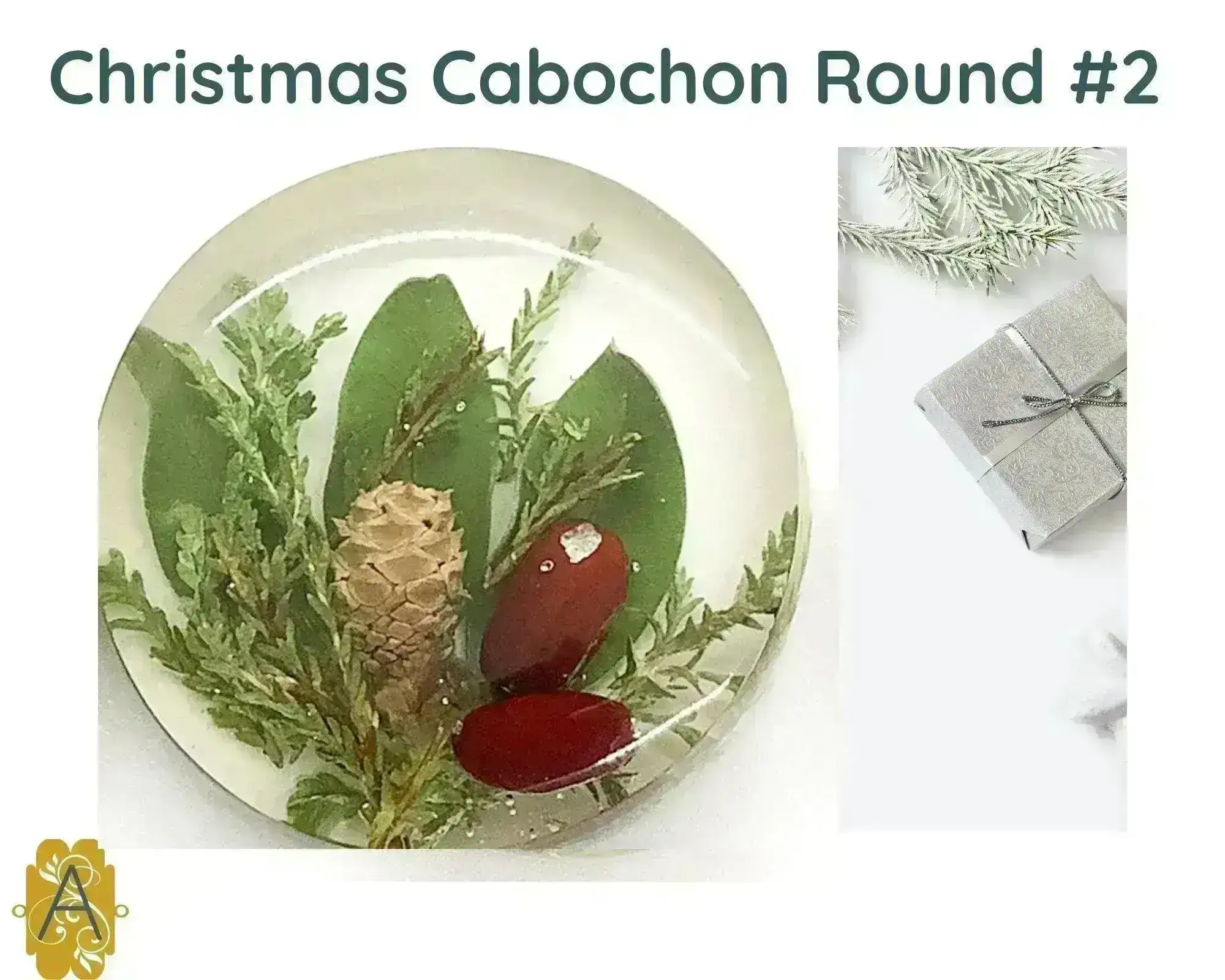 Christmas Cabochons, 23mm, Handmade with Real Dried Flowers - Image 3