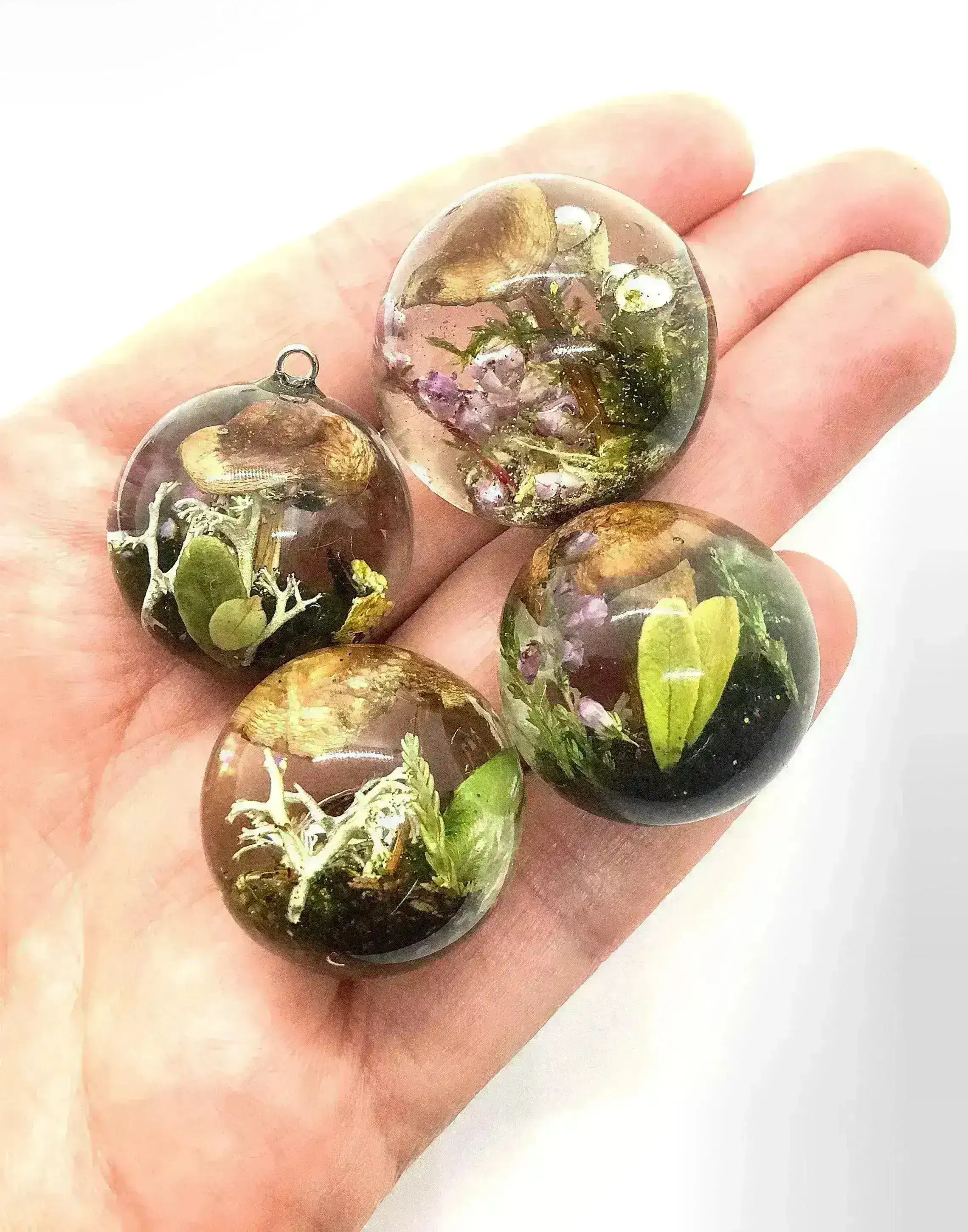 Mushroom Sphere, Ball or Pendant, Handmade with Real Dried Flora