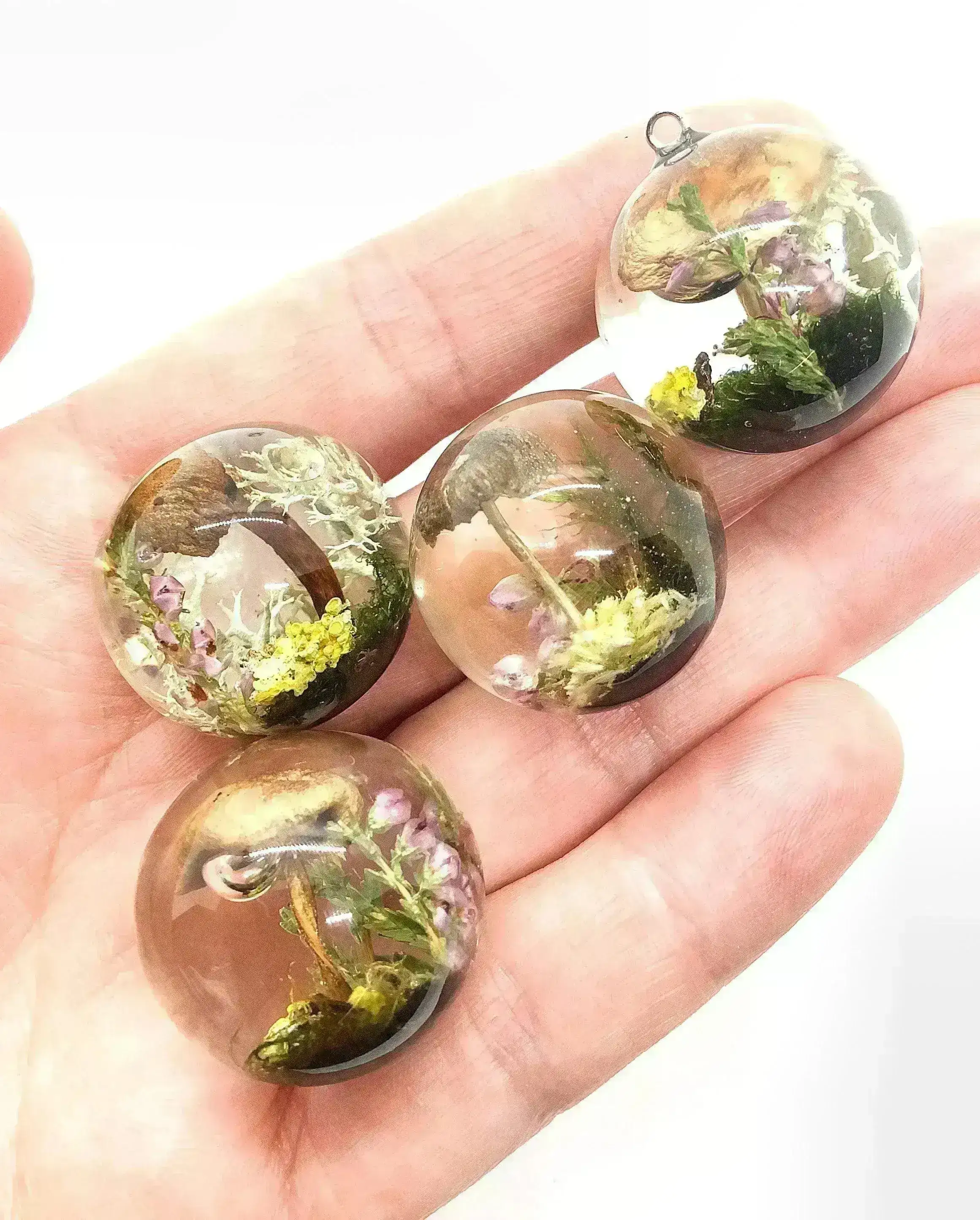 Mushroom Sphere, Ball or Pendant, Handmade with Real Dried Flora - Image 2