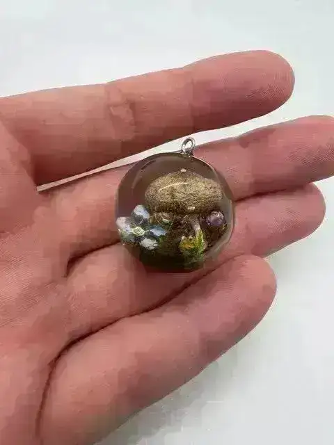 Mushroom Sphere, Ball or Pendant, Handmade with Real Dried Flora - Image 7