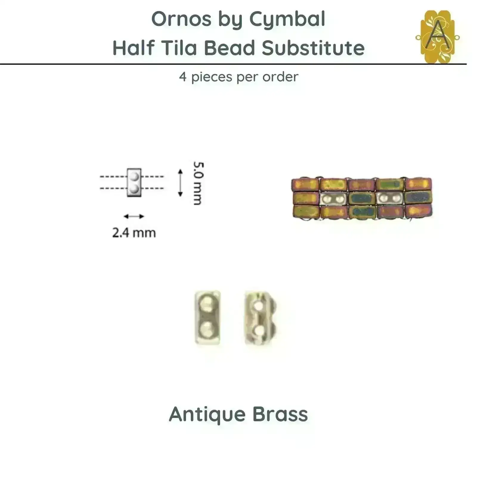 Ornos, Cymbal Half-Tila Bead Substitutes, 4 Pcs. - Image 3