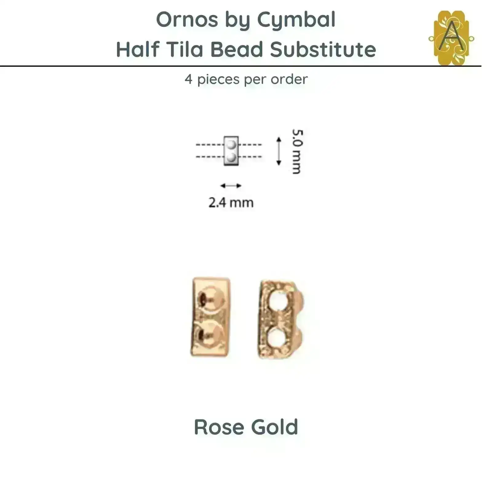 Ornos, Cymbal Half-Tila Bead Substitutes, 4 Pcs. - Image 4