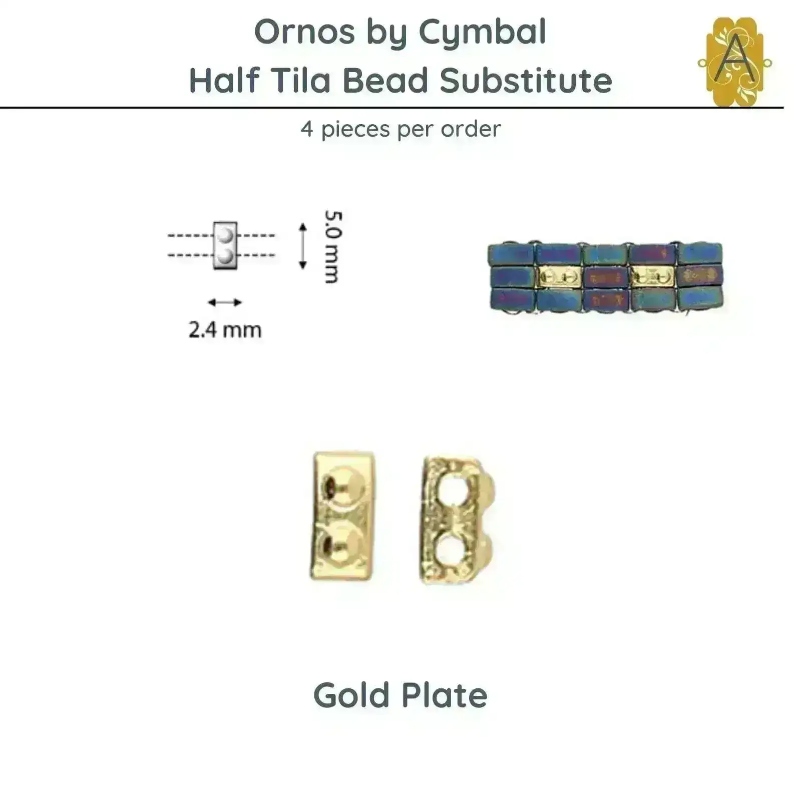 Ornos, Cymbal Half-Tila Bead Substitutes, 4 Pcs. - Image 5