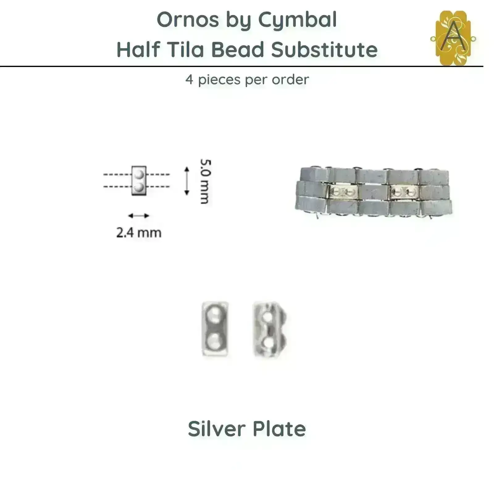 Ornos, Cymbal Half-Tila Bead Substitutes, 4 Pcs. - Image 6