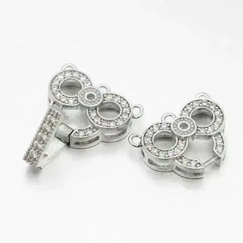 Owlie, Micro Pave Foldover Clasp, Cubic Zirconia, 3 Strands - Image 5