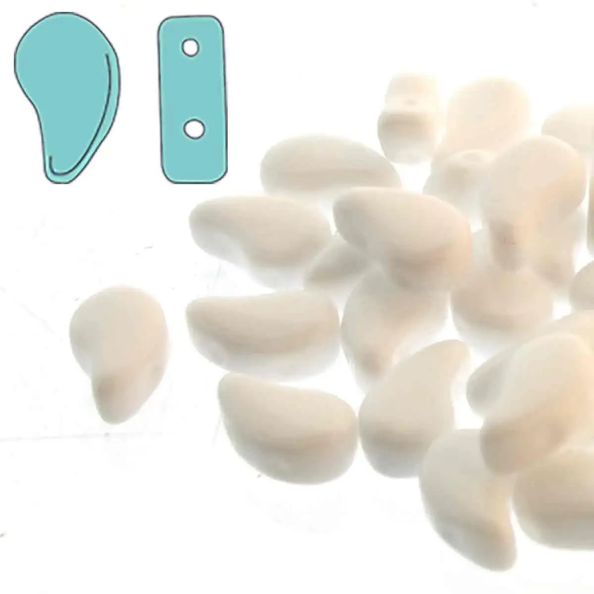 Paisleyduo Beads, Chalk, 10g.