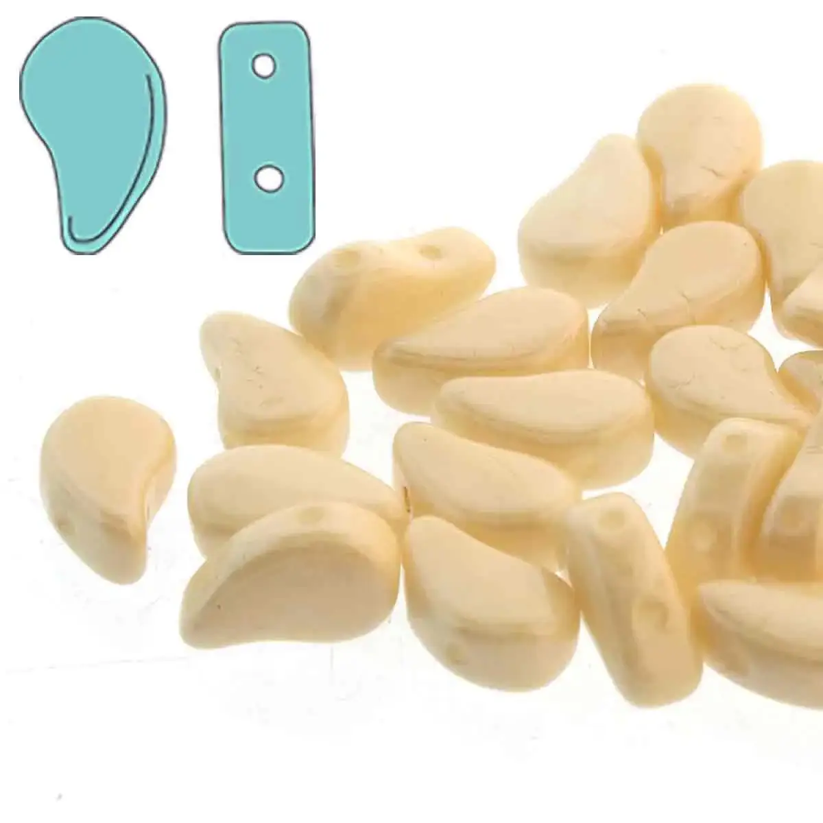 Paisleyduo Beads, Chalk Beige Luster, 10g.