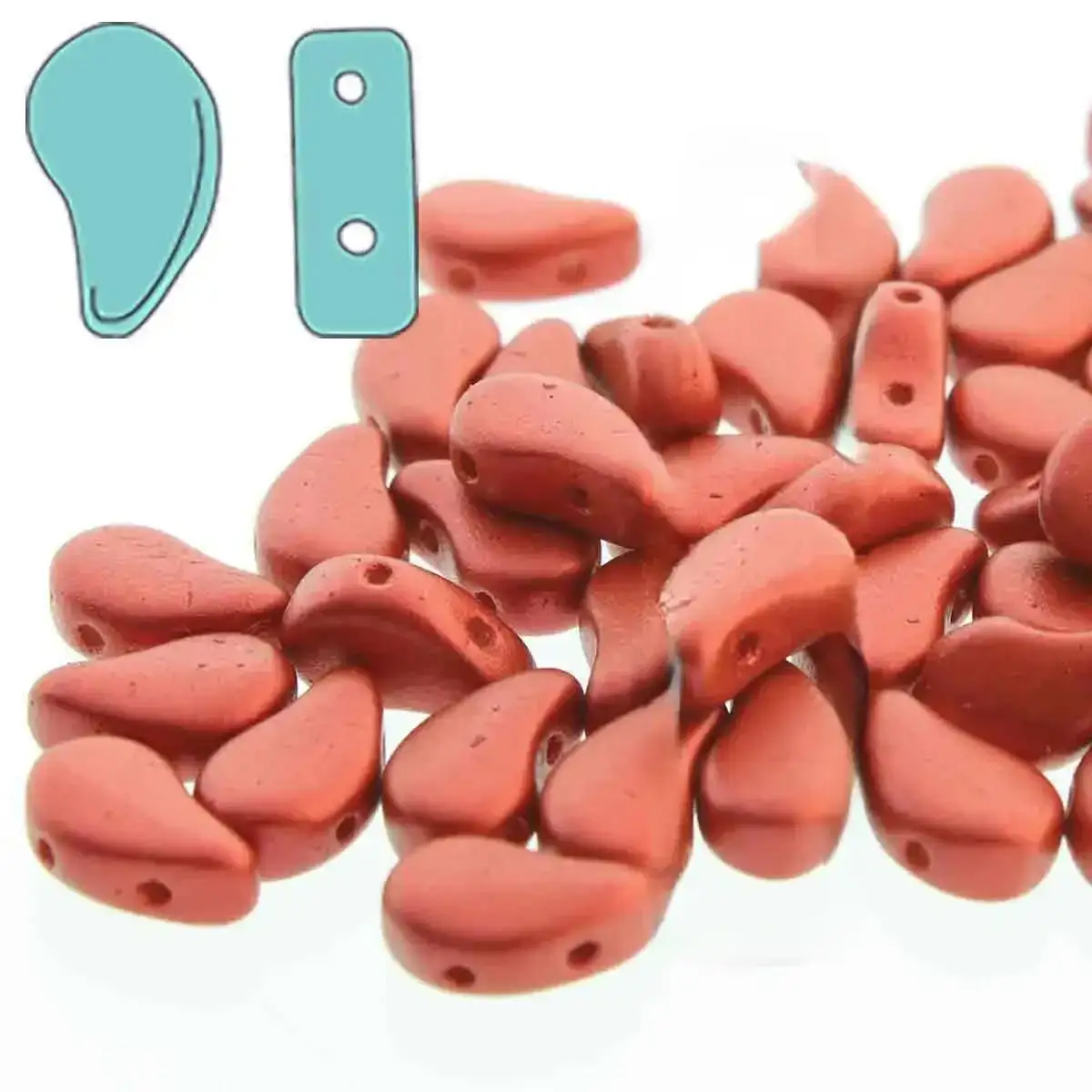 Paisleyduo Beads, Chalk Lava Red, 10g.