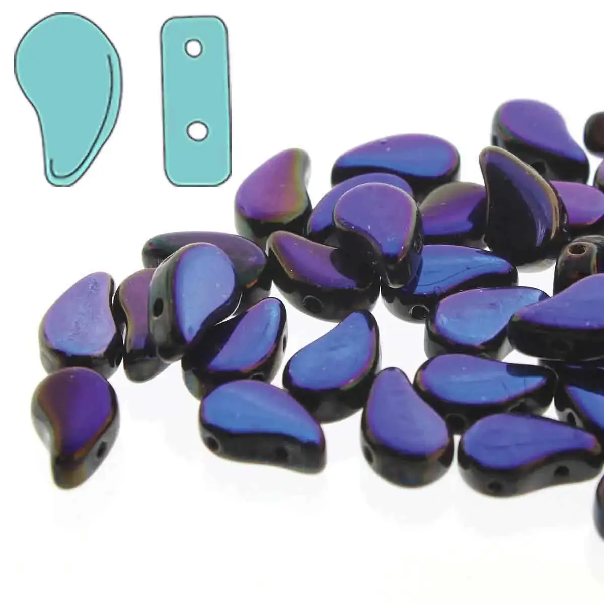 Paisleyduo Beads, Jet Azuro, 10g.
