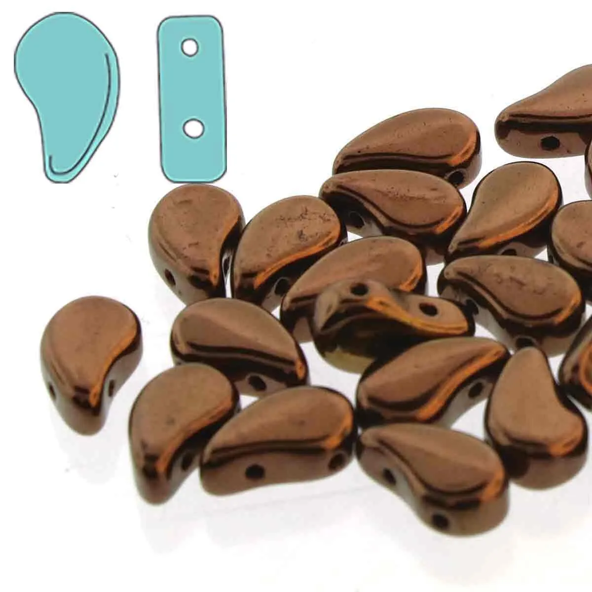 Paisleyduo Beads, Jet Bronze, 10g.