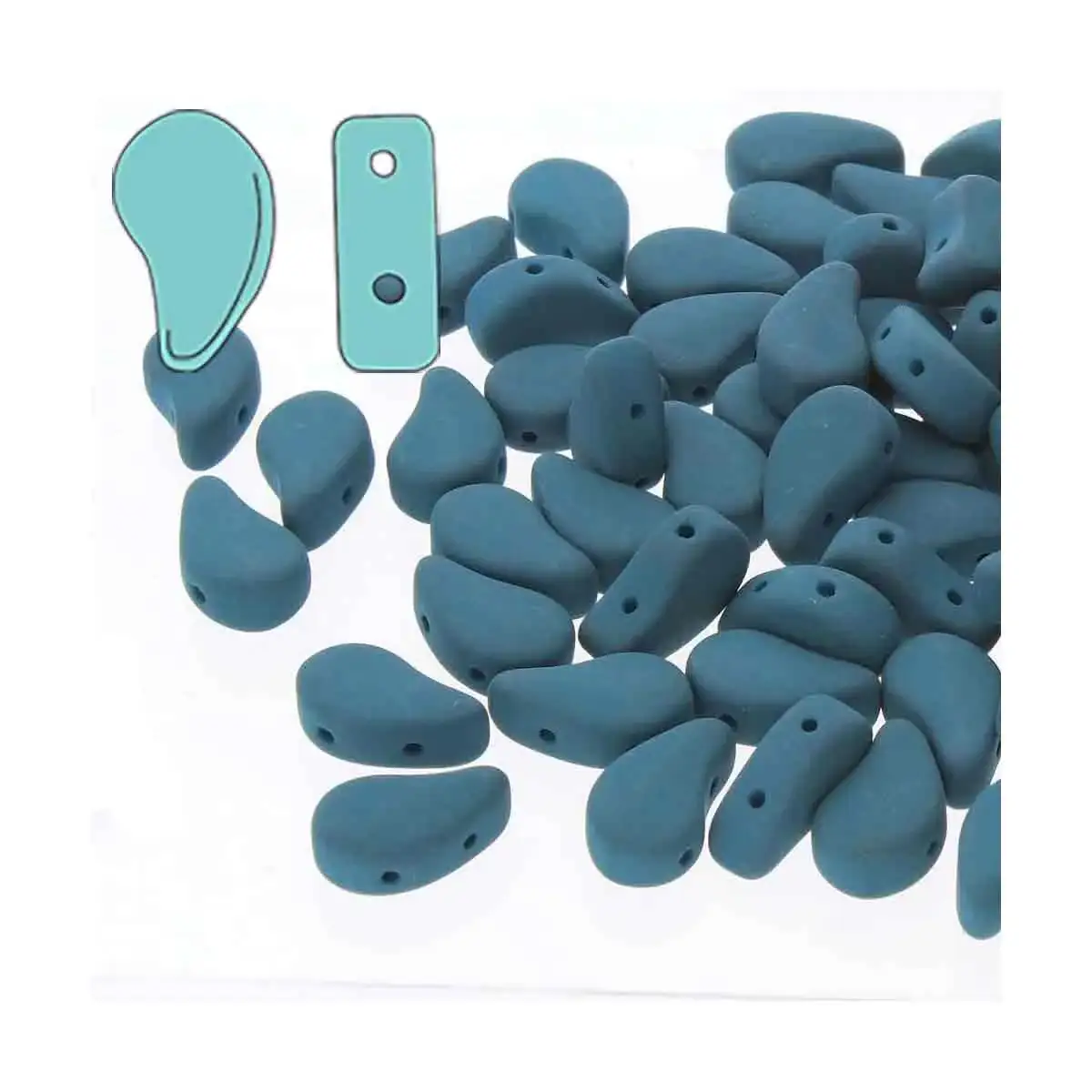 Paisleyduo Beads, Matte Velvet Dark Teal, 10g.