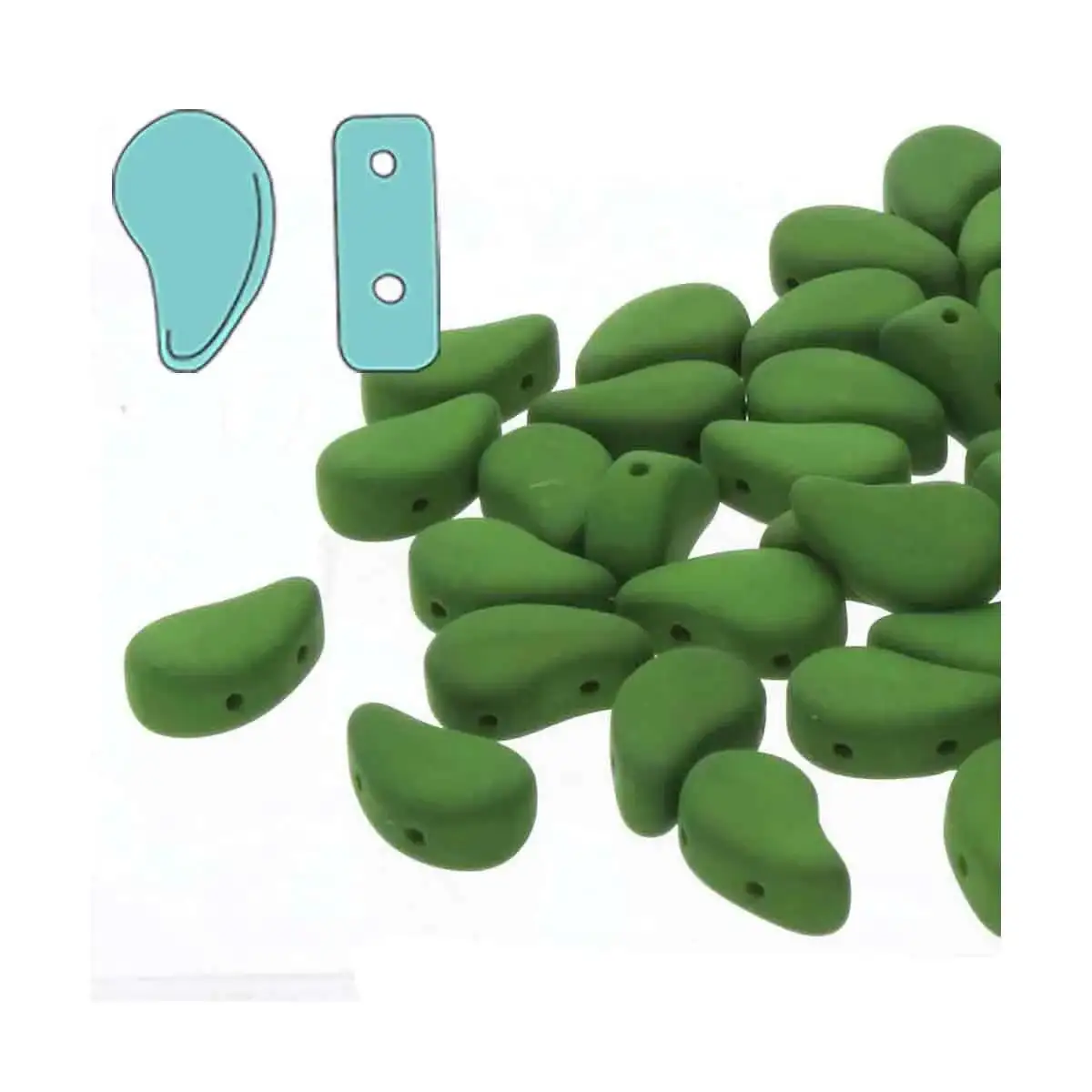 Paisleyduo Beads, Matte Velvet Lizard Green, 10g.