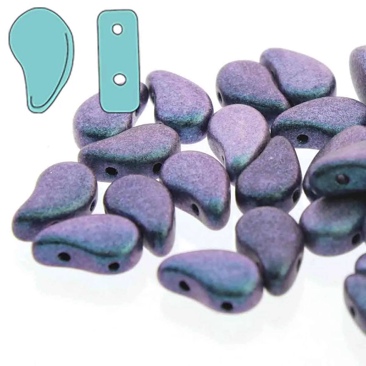 Paisleyduo Beads, Polychrome Blueberry, 10g.