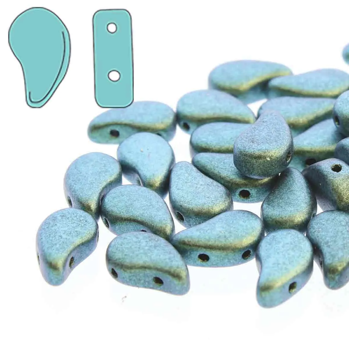 Paisleyduo Beads, Polychrome Mint Chocolate, 10g.