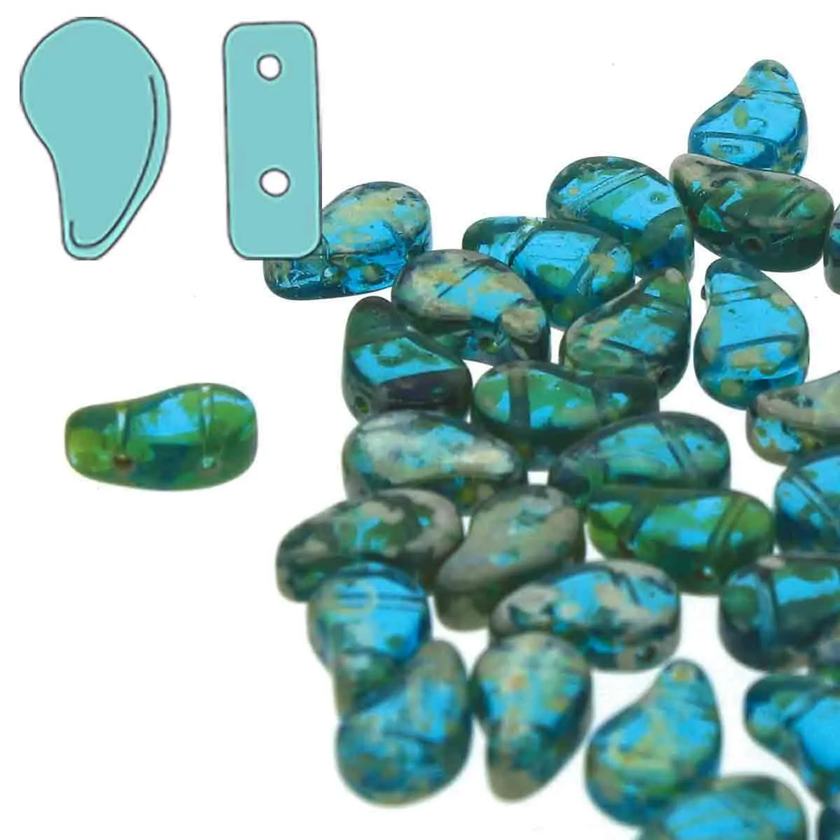 Paisleyduo Beads, Aqua Rembrandt, 10g.